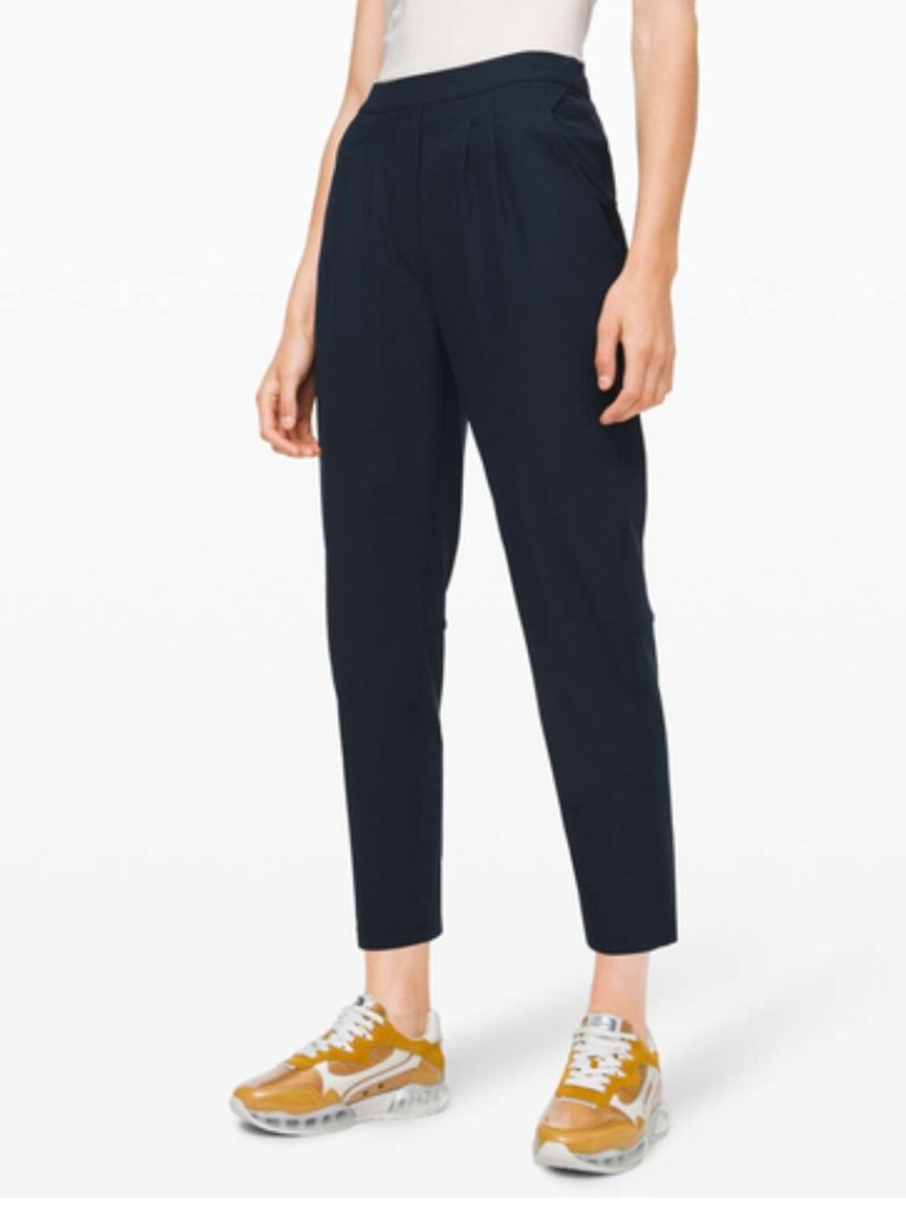 Lululemon Essential High Rise Trouser Pleated Tapered Pants Navy Blue 12